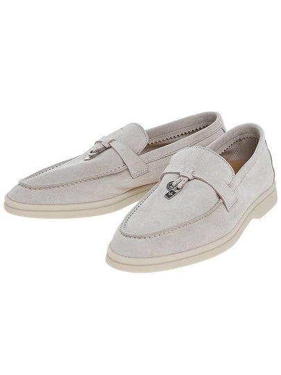 Summer Charms Walk Suede Loafers Pearl Grey - LORO PIANA - BALAAN 2