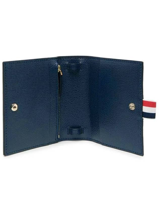 Calfskin Caviar Leather Repp Stripe Shoulder Strap Card Wallet Red Navy - THOM BROWNE - BALAAN 3