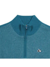 Men s modified tissue half zip up sweater 2314GXKW BLUE GREEN - BLACK&WHITE - BALAAN 3