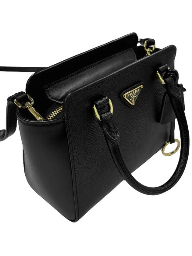 Triangle Logo Saffiano Leather Mini Tote Bag Black - PRADA - BALAAN 5