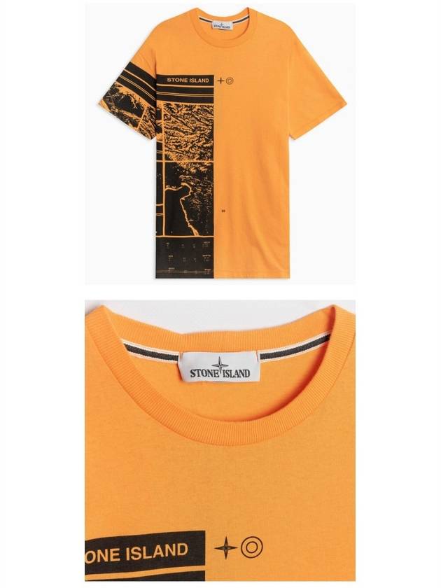 Men's Logo Printing Round Short Sleeve T-Shirt Orange - STONE ISLAND - BALAAN 5