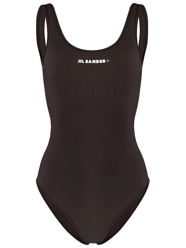 Women's Logo Backless One-Piece Swimsuit Brown - JIL SANDER - BALAAN.