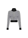 Viscose Turtleneck Cardigan Black White - MIU MIU - BALAAN 2