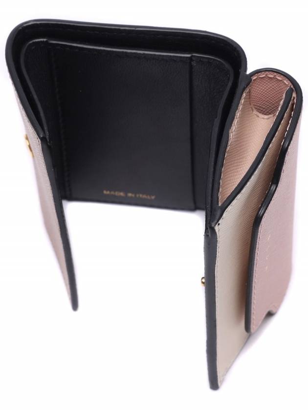 Saffiano Color Block Tri-Fold Half Wallet Pink - MARNI - BALAAN 7