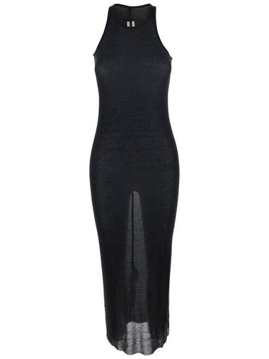 Black Semi-Transparent Sheath Dress In Viscose And Silk Blend Woman - RICK OWENS - BALAAN 1