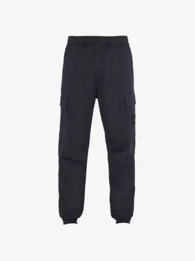 Stretch Cotton Wool Satin Cargo Straight Pants Navy - STONE ISLAND - BALAAN 3