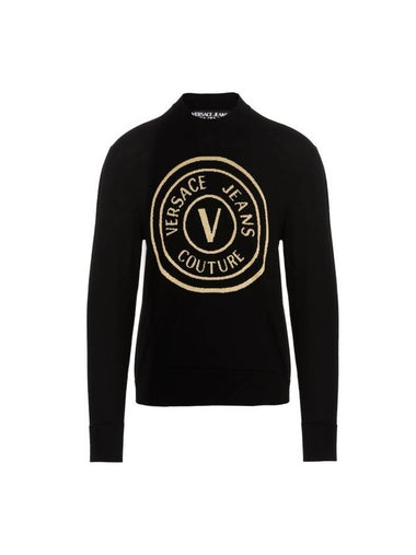 Jeans Couture Logo Wool Knit Top Black - VERSACE - BALAAN 1