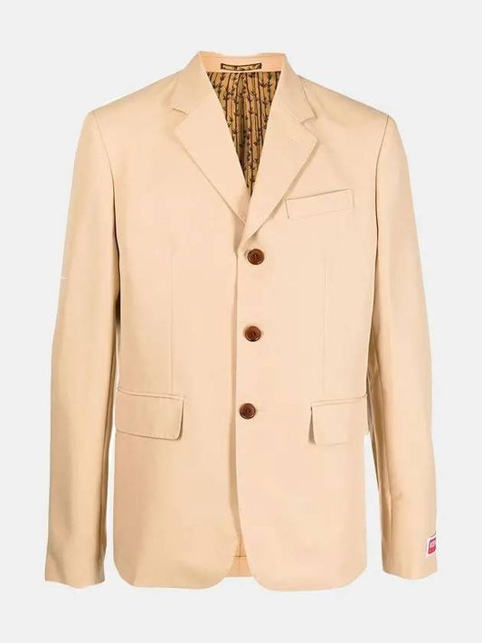 slim fit 3 button blazer jacket beige - KENZO - BALAAN.