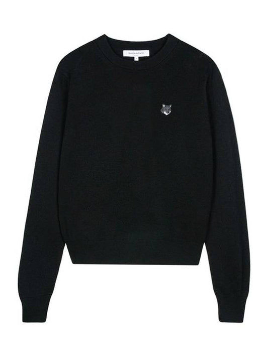 Bold Fox Head Wool Knit Top Black - MAISON KITSUNE - BALAAN 2