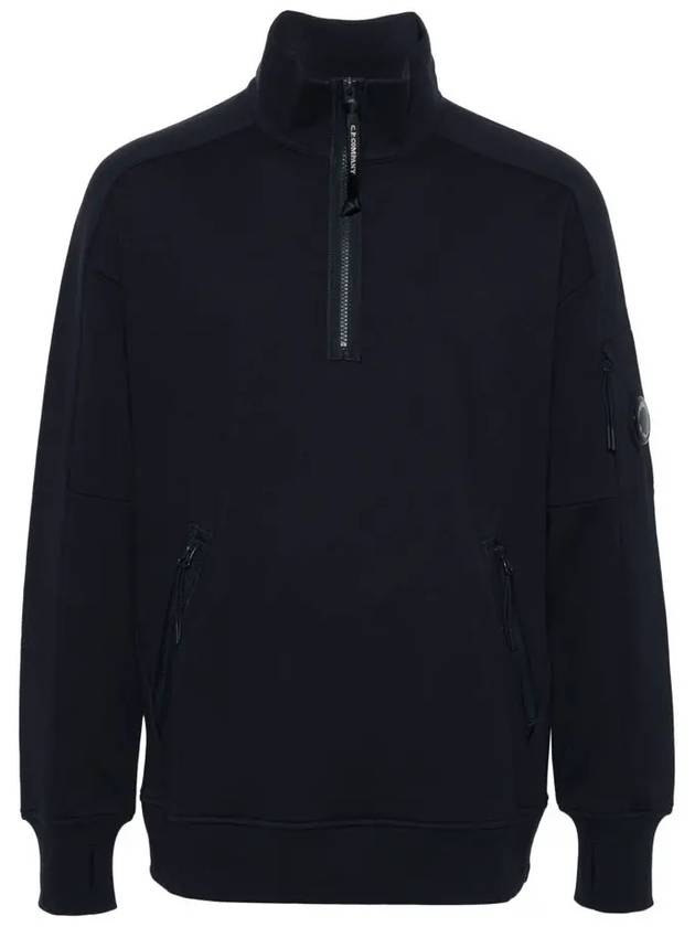 Diagonal Raised Fleece Half Zipped Sweatshirt Navy - CP COMPANY - BALAAN 3