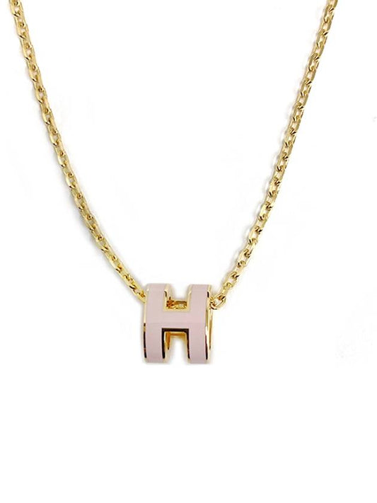 Mini Pop H Pendant Necklace Gold Rose Dragee - HERMES - BALAAN 2