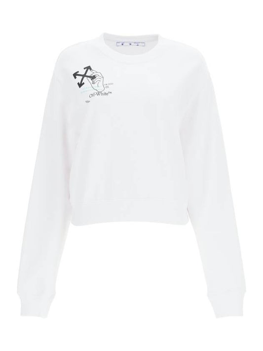 Hand Stamp Arrow Crop Sweatshirt - OFF WHITE - BALAAN 1