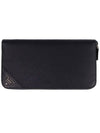 Logo Zip Around Saffiano Leather Long Wallet Black - PRADA - BALAAN 1