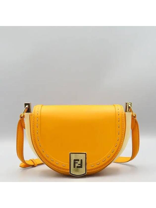 8BT346 Orange Leather Moonlight Saddle Shoulder Bag - FENDI - BALAAN 2