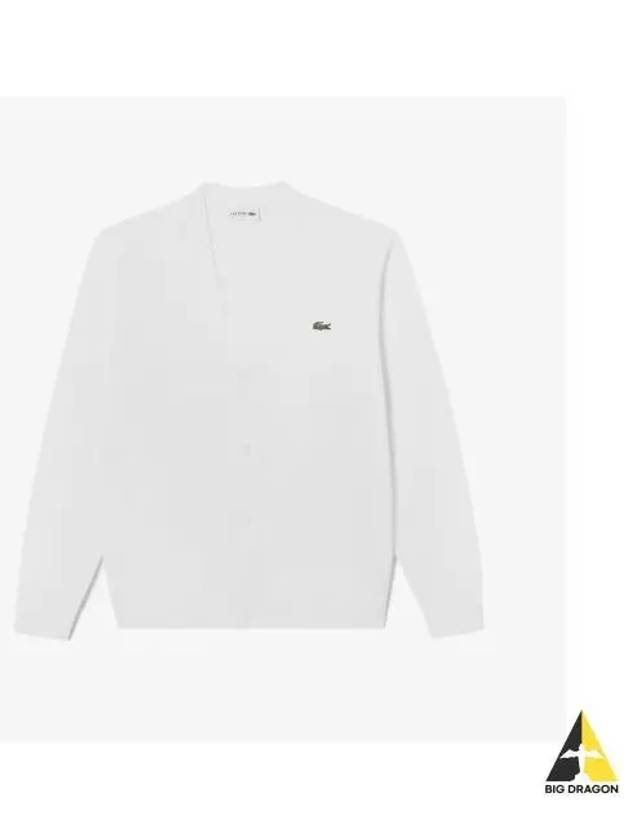 Men s lecture pique solid cardigan white - LACOSTE - BALAAN 1