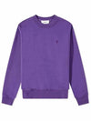 Tonal Heart Crew Neck Sweatshirt Purple - AMI - BALAAN.