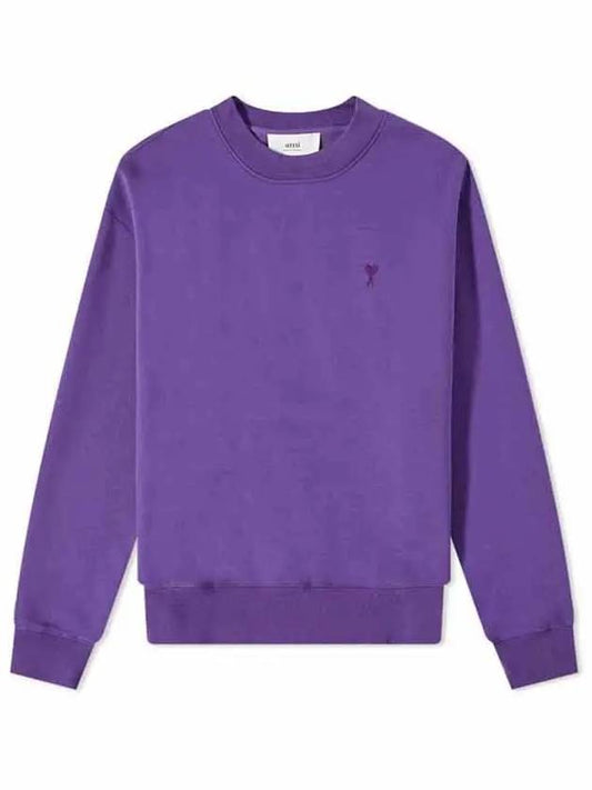 Tonal Heart Crew Neck Sweatshirt Purple - AMI - BALAAN 2