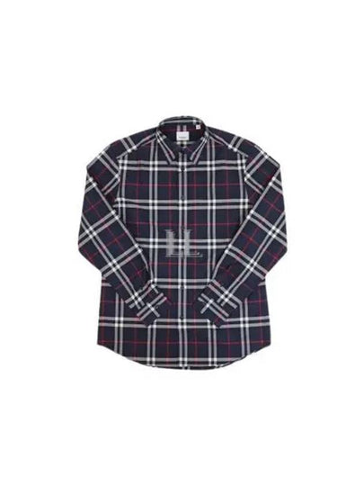 Men's Vintage Check Long Sleeve Shirt Navy - BURBERRY - BALAAN 2