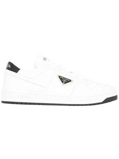 Downtown Triagle Logo Leather Low Top Sneakers White - PRADA - BALAAN 2