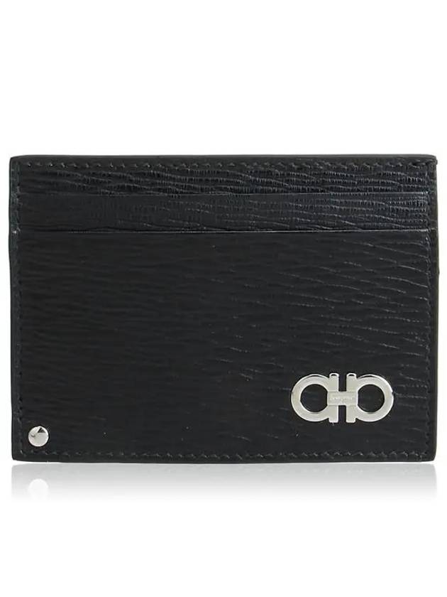 Double Gancini Leather Card Wallet Black - SALVATORE FERRAGAMO - BALAAN 2