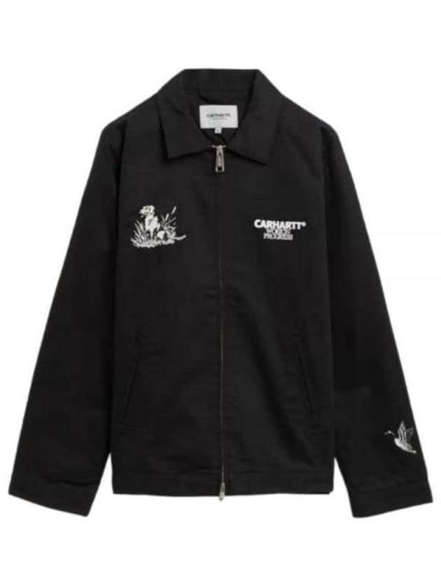 Embroidered Logo Zip-Up Jacket Black - CARHARTT WIP - BALAAN 2