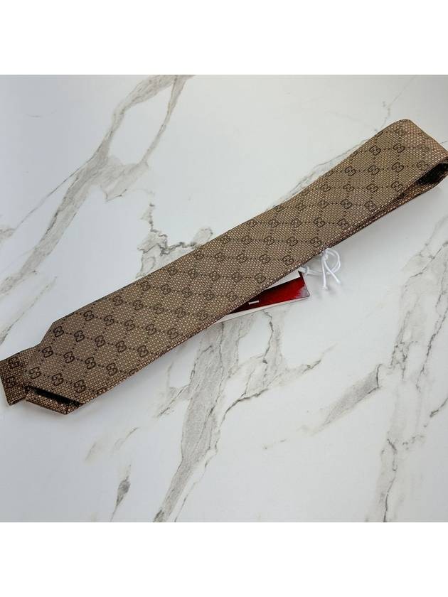 GG Silk Jacquard Tie Brown - GUCCI - BALAAN 7