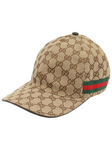 Beige Original GG Canvas WEB Detail Baseball Cap M - GUCCI - BALAAN 1