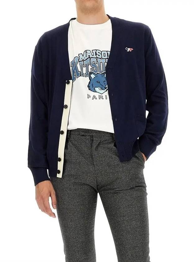 Tricolor Fox Patch Classic Cardigan Navy - MAISON KITSUNE - BALAAN 2