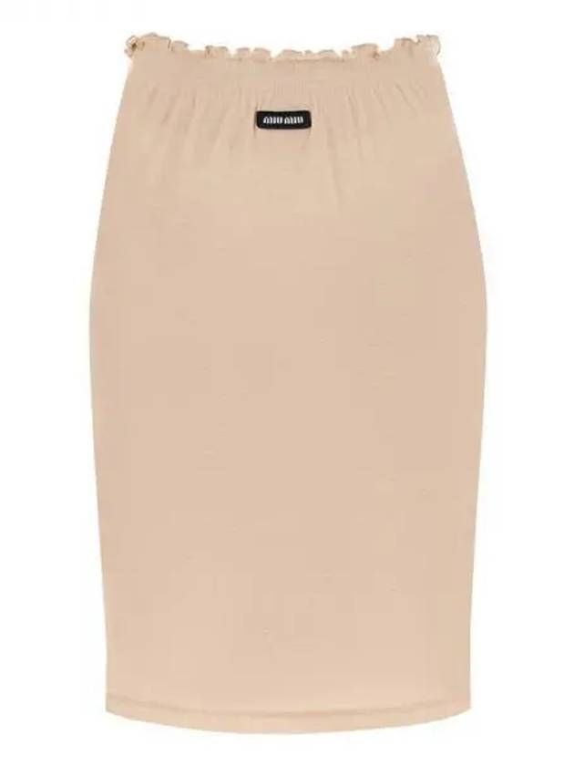 Logo patch semi sheer knit skirt 270772 - MIU MIU - BALAAN 1