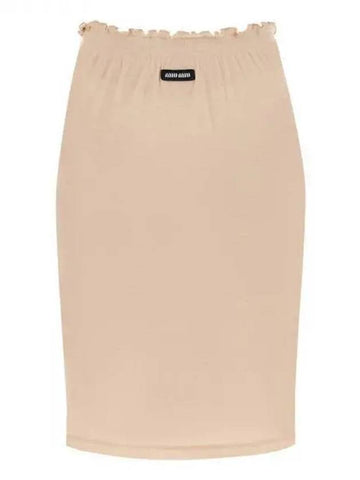 Logo patch semi sheer knit skirt 270772 - MIU MIU - BALAAN 1