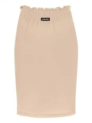 Logo patch semi sheer knit skirt 270655 - MIU MIU - BALAAN 1