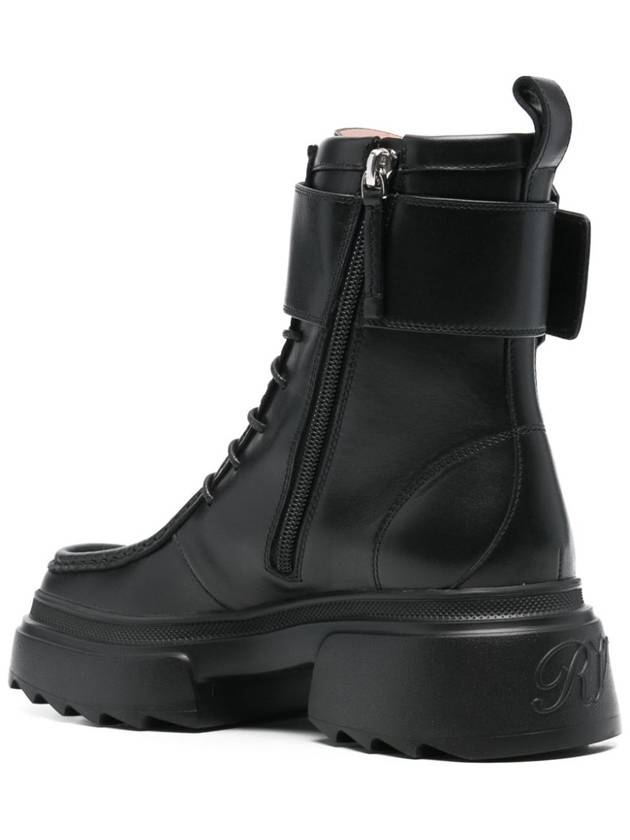 Wallaviv Leg Strap Leather Worker Boots Black - ROGER VIVIER - BALAAN 4