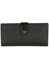 Saffiano Leather Triangle Logo Long Wallet Black - PRADA - BALAAN.