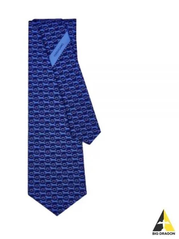 Tiger Print Silk Tie Navy - SALVATORE FERRAGAMO - BALAAN 2