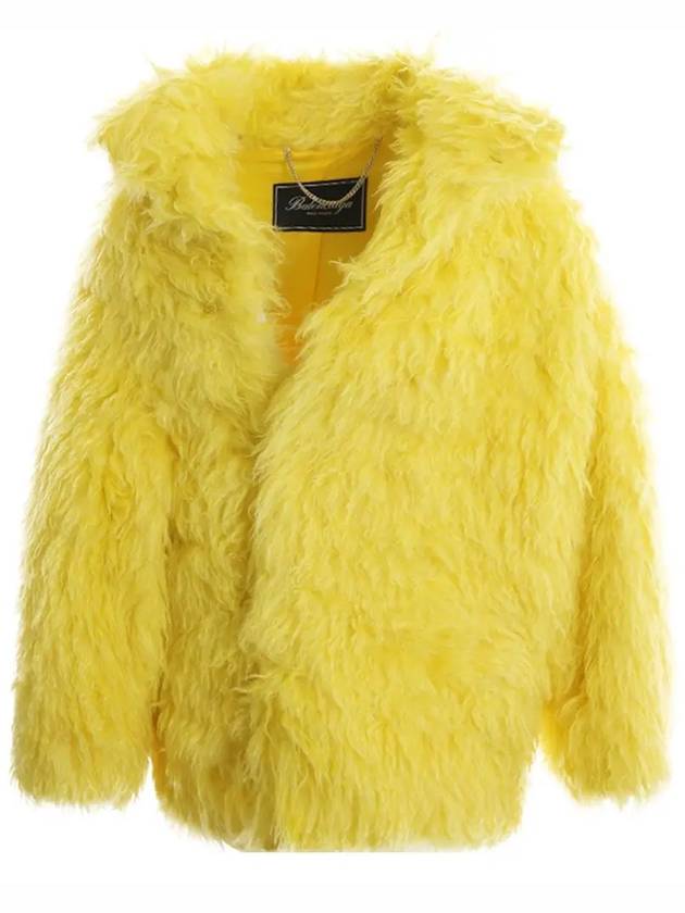 off-shoulder mohair fur jacket yellow - BALENCIAGA - BALAAN.