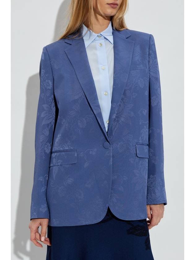 Etro Satin Blazer With Floral Pattern, Women's, Blue - ETRO - BALAAN 3