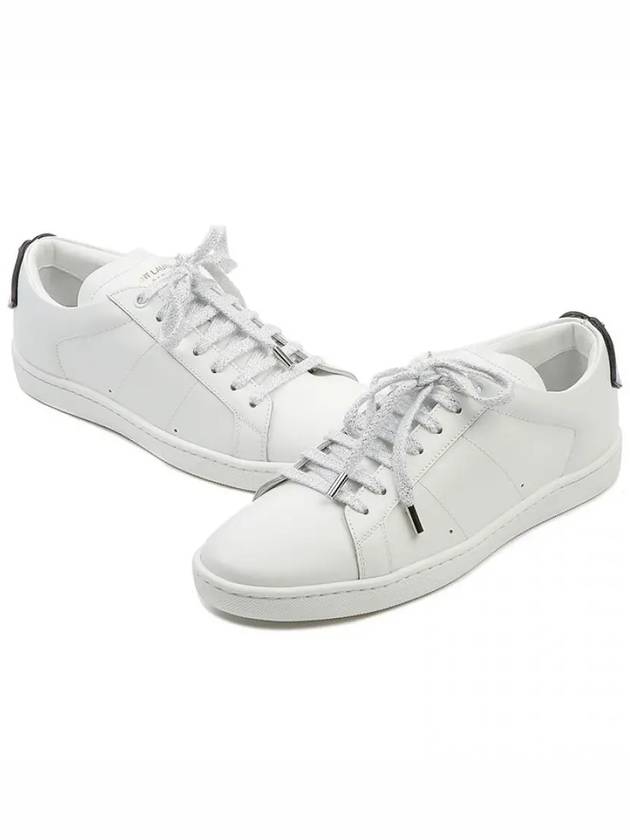 Signature Court Classic Lips Leather Low Top Sneakers White - SAINT LAURENT - BALAAN 5