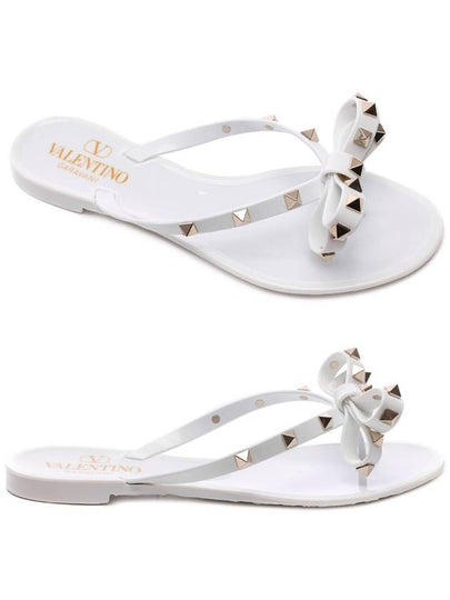 Rubber Rockstud Flip Flops White - VALENTINO - BALAAN 2