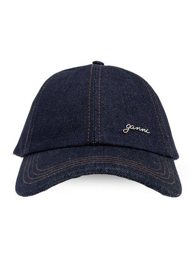 Ganni logo plaque denim baseball cap - GANNI - BALAAN 1