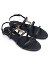 Women's Smooth Leather Gold Tone Monogram Detail Cassandra Flat Sandals Black - SAINT LAURENT - BALAAN 2