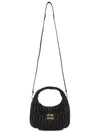 Wander Matelasse Nappa Leather Mini Hobo Tote Bag Black - MIU MIU - BALAAN 8