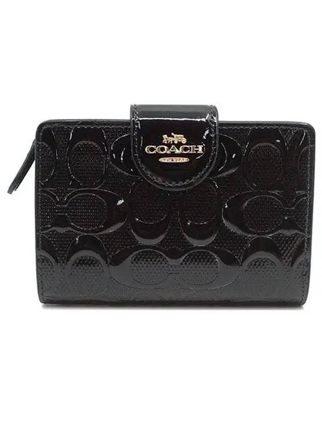 Signature Leather Medium Corner Zipper Wallet CV414 IMBLK - COACH - BALAAN 1