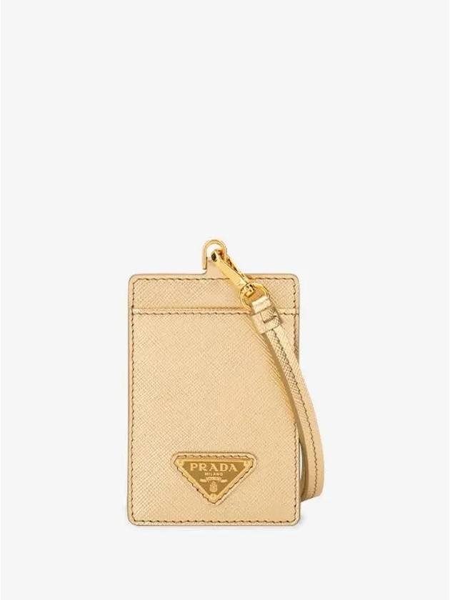 Saffiano Leather  Neck Strap Card Wallet Gold - PRADA - BALAAN 4