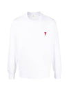 Small Heart Logo Long Sleeve T-Shirt White - AMI - BALAAN 1