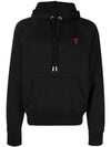 Heart Logo Cotton Hoodie Black - AMI - BALAAN 2