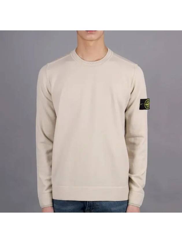 Logo Patch Crew Neck Knit Top Beige - STONE ISLAND - BALAAN 2