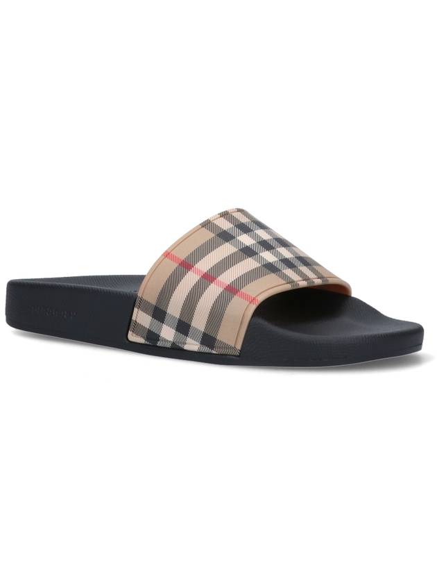 Check Furley Slippers Beige - BURBERRY - BALAAN 3