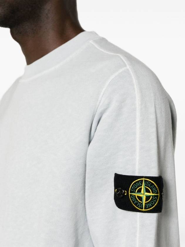 Garment Dyed Malfile Crewneck Sweatshirt Sky Blue - STONE ISLAND - BALAAN 4