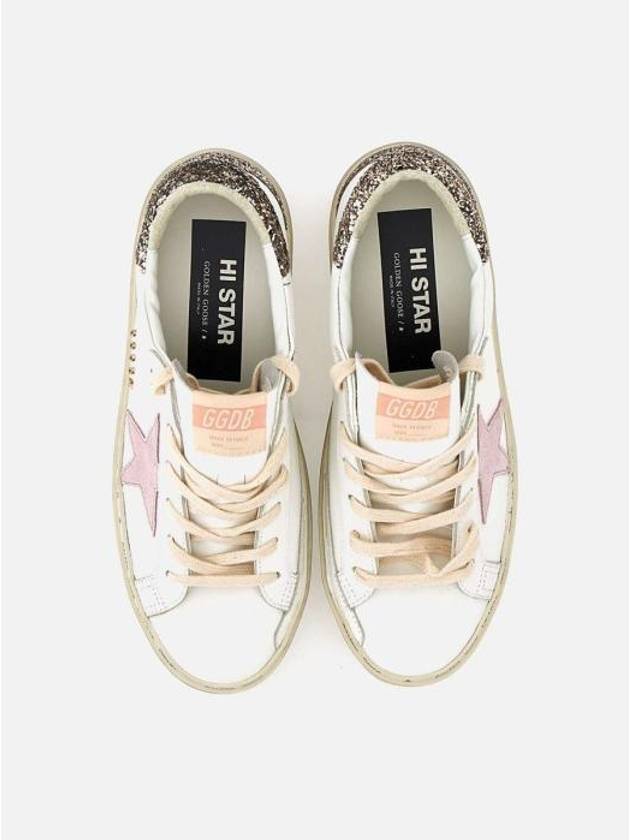 High Pink Star Glitter Low Top Sneakers White - GOLDEN GOOSE - BALAAN 5