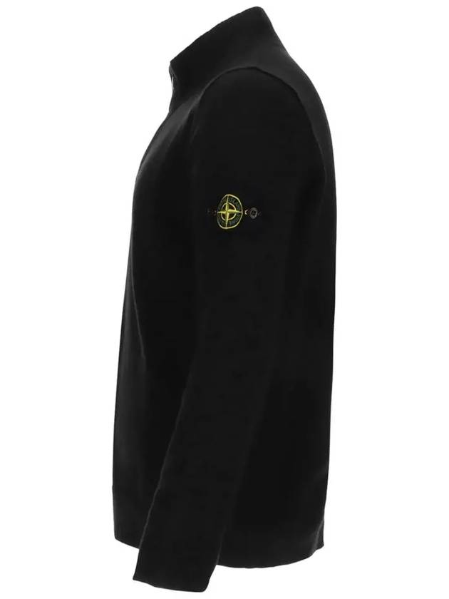 High Neck Half Button Lambswool Knit Top Black - STONE ISLAND - BALAAN 5